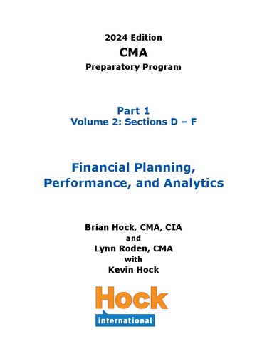 CMA Preparatory Program (2024 Edition), Part 1, Volume 2: Sections D – F