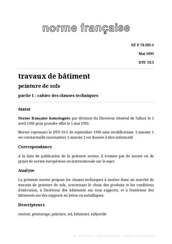 NF DTU 59.3 (P74-203) : Peinture de sols