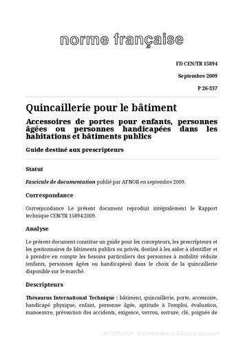 NF P26 - Quincaillerie