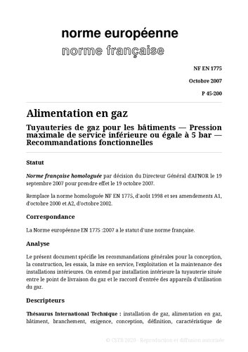 NF P45 - Distribution de gaz