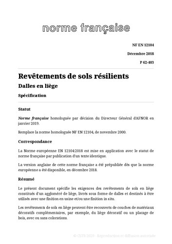 NF P62 - Sols plastiques et moquettes