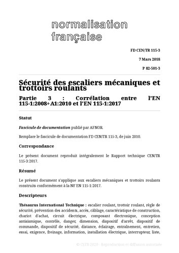 NF P82 - Ascenseurs, monte-charge et remontées mécaniques