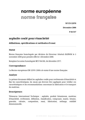 NF P84 - Etanchéité