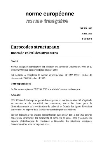 Eurocode 0 : Base de calcul des structures