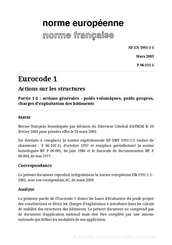Eurocode 1 : Actions sur les structures