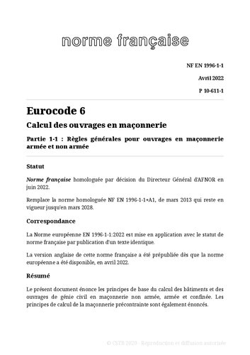 Eurocode 6 : Calcul des ouvrages en maçonnerie