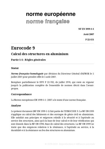 Eurocode 9 : Calcul des structures en alliage d'aluminium