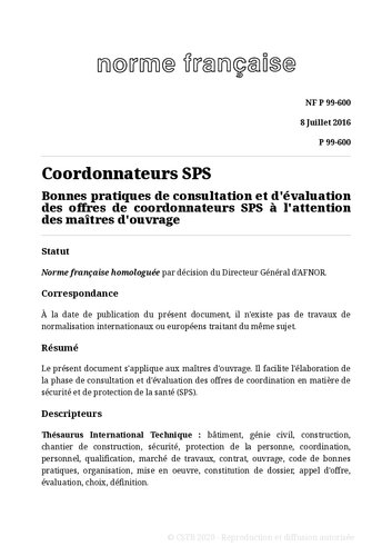 NF P99 - Equipements urbains