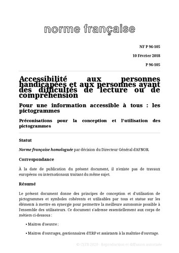 NF P96 - Accessibilité aux personnes handicapées