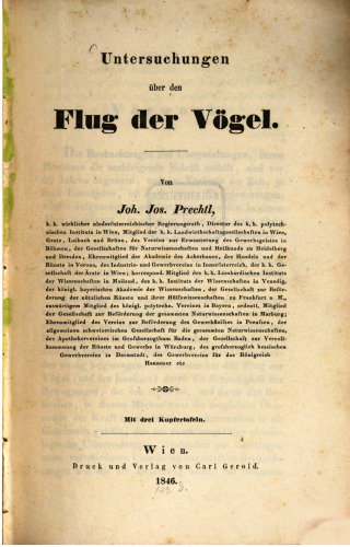 Untersuchungen über den Flug der Vögel