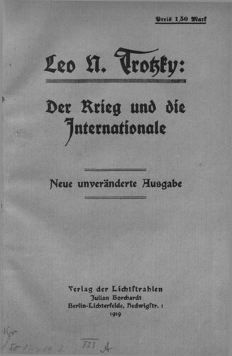Der Krieg und die Internationale