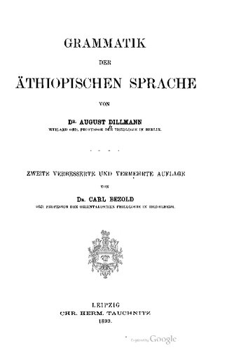 Grammatik der äthiopischen Sprache