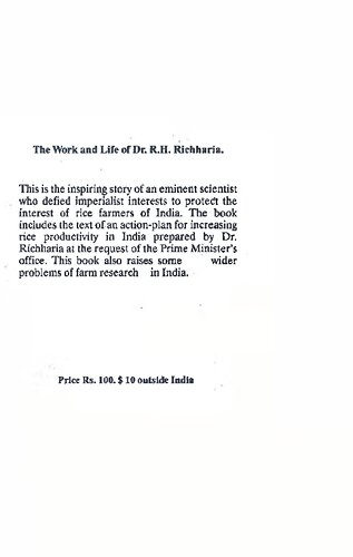The Life and Work of Dr. R. H. Richharia