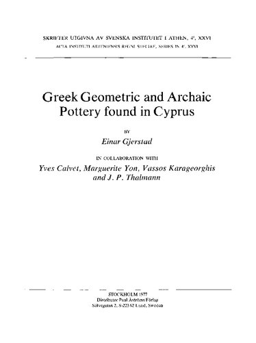 Greek geometric and archaic pottery found in Cyprus