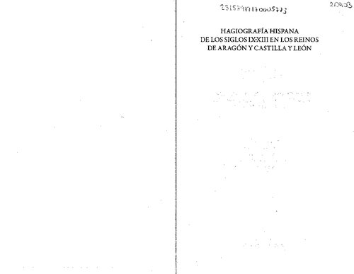 Hagiografía hispana de los siglos IX-XIII en los reinos de Aragón y Castilla y León