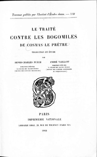 Le traité contre les bogomiles de Cosmas le prêtre