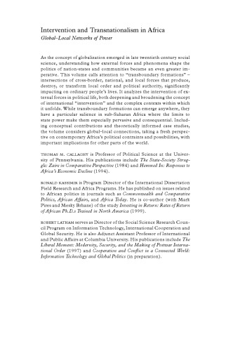 Intervention and Transnationalism in Africa: Global-Local Networks of Power