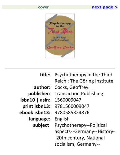 Psychotherapy in the Third Reich