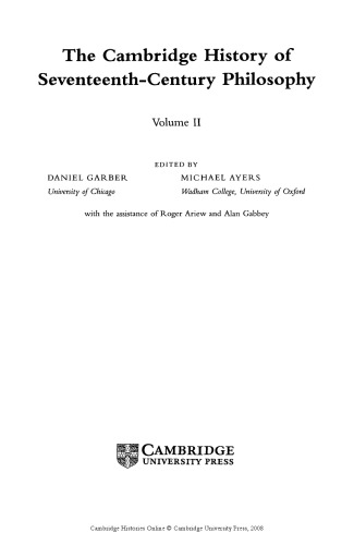 The Cambridge History of Seventeenth-Century Philosophy, Volume II