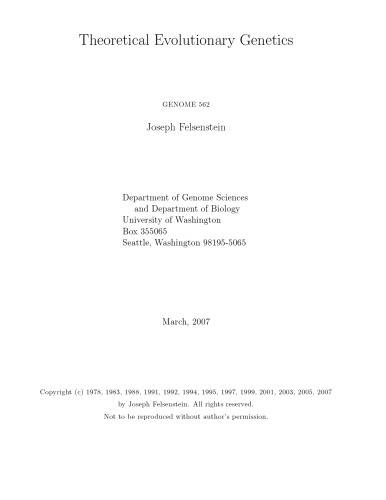 Theoretical Evolutionary Genetics