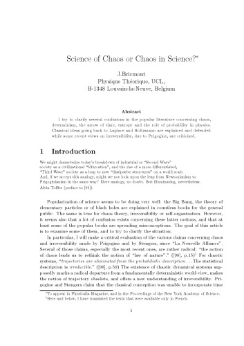 Science of Chaos or Chaos in Science?