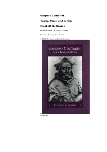Gasparo Contarini: Venice, Rome, and Reform