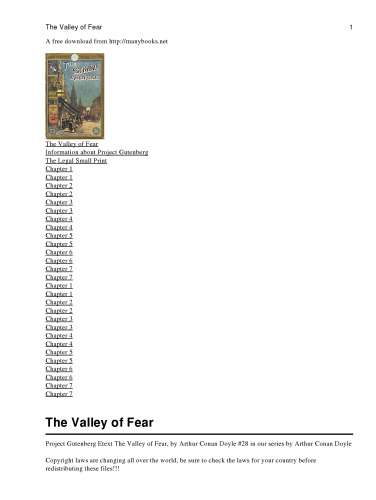 Valley of Fear A Sherlock Holmes Novel