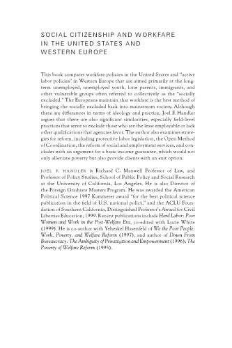 Social Citizenship and Workfare in the United States and Western Europe: The Paradox of Inclusion