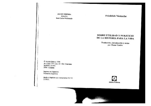 Sobre la utilidad y perjuicio de la historia para la vida