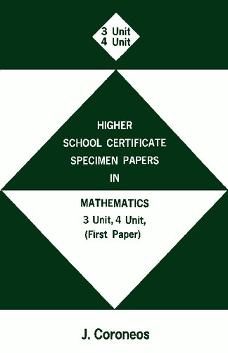 Speciment Papers in Mathematics for the Higher School Certificate Examination 3 Unit Course and 4 Unit Course (First Paper)