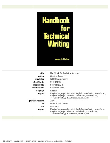 Handbook for Technical Writing