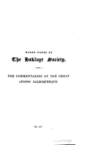 The Commentaries of the Great Afonso Dalbuquerque, Second Viceroy of India
