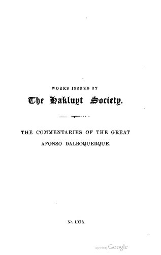 The Commentaries of the Great Afonso Dalbuquerque, Second Viceroy of India