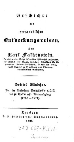 Von der Entdeckung Neuholland's (1616) bis zu Cook's erster Weltumseglung (1768-1771)