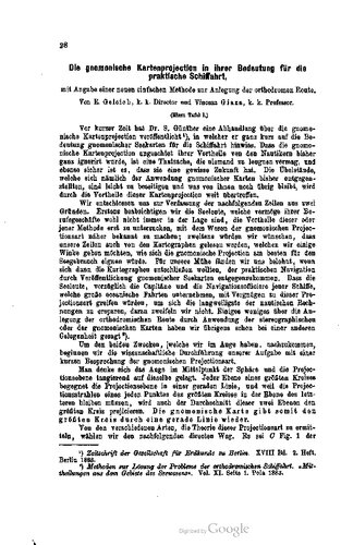 Die gnomonische Kartenprojection in ihrer Bedeutung für die praktische Schiffahrt, mit Angabe einer neuen einfachen Methode zur Anlegung der orthodromen Route