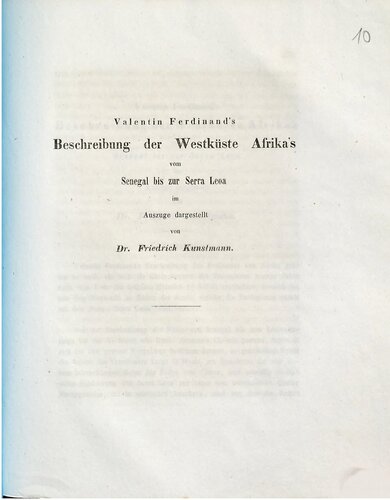 Valentin Ferdinand's Beschreibung der Westküste Afrika's vom Senegal bis zur Serra Leoa im Auszuge dargestell