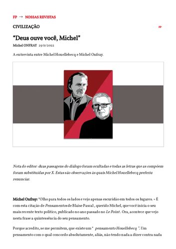Deus ouve você -  A entrevista entre Michel Houellebecq e Michel Onfray