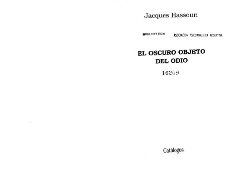 El oscuro objeto del odio