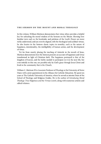 The Sermon On The Mount And Moral Theology: A Virtue Perspective