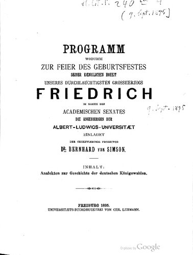 Analekten zur Geschichte der deutschen Königswahlen