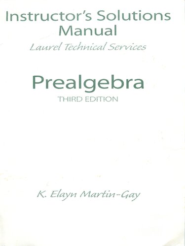 Instructor's Solutions Manual for Prealgebra, Third Edition
