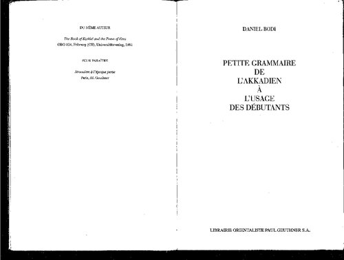 Petite grammaire de l'akkadien à l'usage des débutants