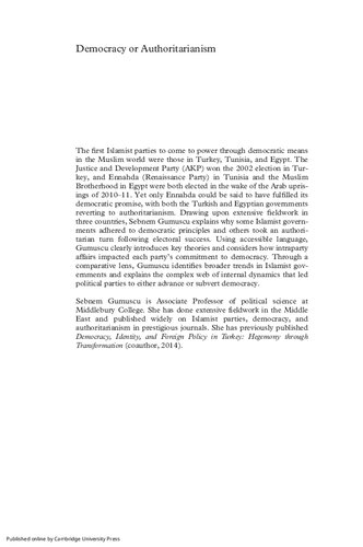 Democracy or Authoritarianism: Islamist Governments in Turkey, Egypt, and Tunisia