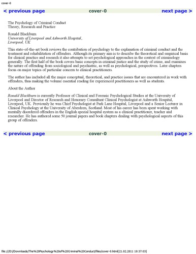 The Psychology of Criminal Conduct: Theory, Research and Practice (Wiley Series in Clinical Psychology)