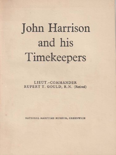 John Harrison and his Timekeepers