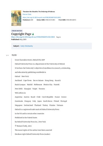 Theodore the Stoudite. The Ordering of Holiness