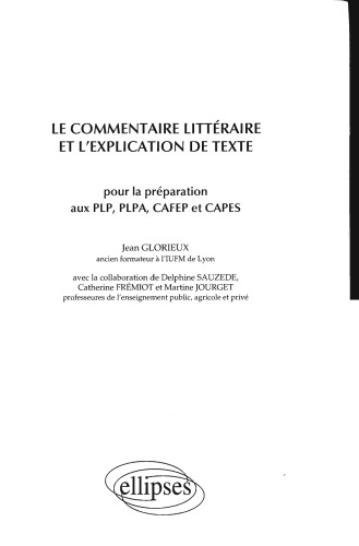Le commentaire litteraire et l'explication de texte