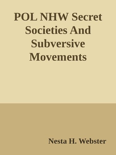 POL NHW Secret Societies And Subversive Movements