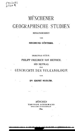 Philipp Friedrich von Dietrich : Ein Beitrag zur Geschichte der Vulkanologie