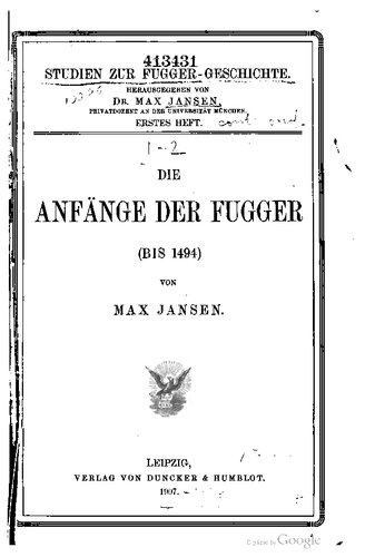 Die Anfänge der Fugger (bis 1494)